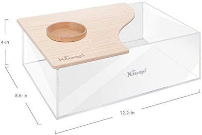 Niteangel Animal Sand-Bath Box: - Acrylic Critter's Sand Bath Shower Room & Digging Sand Container for Hamsters Mice Lemming Gerbils or Other Small Pets (Rectangle, Burlywood)