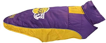 NBA Los Angeles Lakers Puffer Vest for Dogs & Cats, Size Medium. Warm, Cozy, and Waterproof Dog Coat, for Small and Large Dogs/Cats. Best NBA Licensed PET Warming Sports Jacket