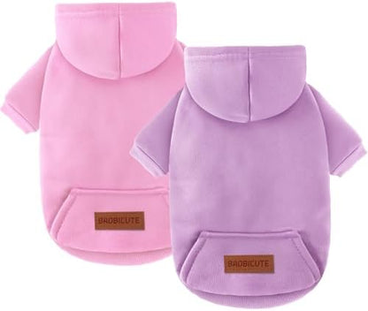 2 Pack Dog Hoodie Warm Hood Dog Sweater Cold Weather Small Dogs Sweatshirt Comfort Pet Clothes for Small Medium Dogs with Pockets Cats Chihuahua Clothes for Male Female Girl Boy Sporty Daily Wear