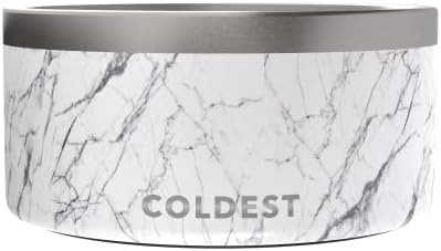 Coldest Dog Bowl - Anti Rust Metal, Non Slip, 3 Layers Insulated Stainless Steel Dog Bowls - Spill Proof & Heavy Duty - Water Bowl for Dogs, Cats & Pets, Dish Washer Safe (200 oz, Carrara Marble)