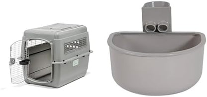Petmate Sky Kennel for Pets 50-70 lbs (36 Inches) with Large Kennel Bowl Bundle - Airline Approved Travel Crate with External Refill Bowl
