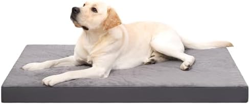 KSIIA Orthopedic Dog Bed for Large Dogs with Waterproof, Dark Grey, 35x22