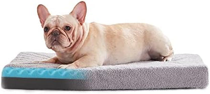 WATANIYA PET Memory Foam Large Dog Bed, Orthopedic Dog Beds for Large Dogs, Washable Cooling Pet Mat for Crate with Joint Relief Memory Foam (Light Grey)