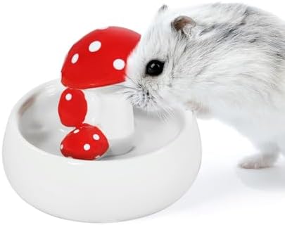 Niteangel Hamster Feeding & Water Bowls: Mushroom Ceramics & Chew-Resistant