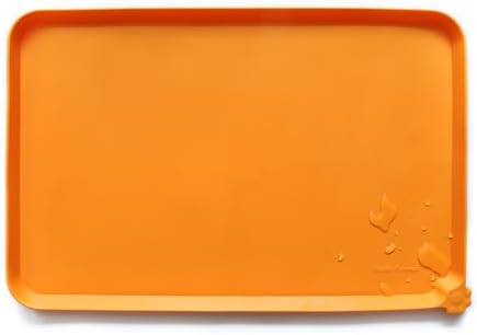 Hoki Found Silicone Non Slip Pet Feeding Mats - Bowl Placemat - Waterproof Dog Cat Food Mats - Orange