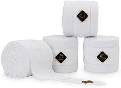 Kavallerie Classic Bandage for Horses, Distributes Pressure Evenly Therapeutic Breathable Fleece Material, Stretchy, Provides, Leg Protection and Support - White - (4 Units per Pack)