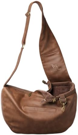 Noah & Paw Dog Sling Carrier for Small Dogs 5-18lb, Dog Sling for Small Dogs and Cats, Dog Carrier with Adjustable Padded Strap, Vegan Leather Lined with Fur, 3X Safety Features, Machine Washable