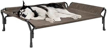 Veehoo Cooling Elevated Dog Bed, Raised Dog Cot with Guardrail & Headrest