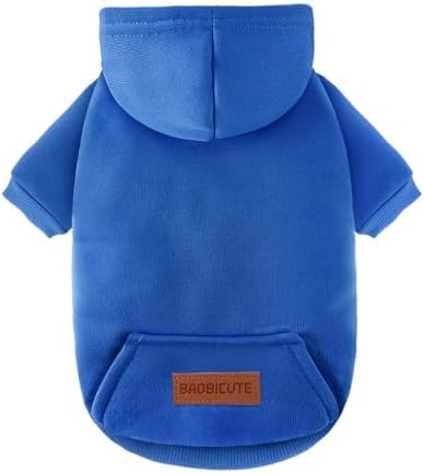 2 Pack Dog Hoodie Warm Hood Dog Sweater Cold Weather Small Dogs Sweatshirt Comfort Pet Clothes for Small Medium Dogs with Pockets (Dark Blue, L (Back: 13.78", Chest: 18.9"))