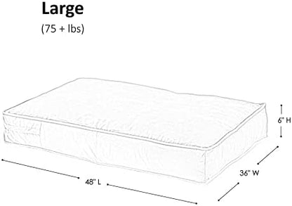 South Pine Porch Buddy Reversible Rectangle Pillow Style Microfiber Dog Bed with Removable, Machine-Washable Cover, Smoke, Large (48 in. x 36 in.)