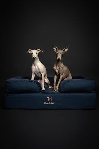 NOAH & PAW Large Dog Bed, 35x25x11 Inch, Orthopedic Dog Beds, Eggshell Memory Foam Infused with Cooling Gel, Inner Cover, Water Resistant, Machine Washable (Denim Sofa Collection)