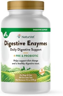NaturVet Digestive Enzymes with Pre & Probiotic for Dogs & Cats - 90 Count