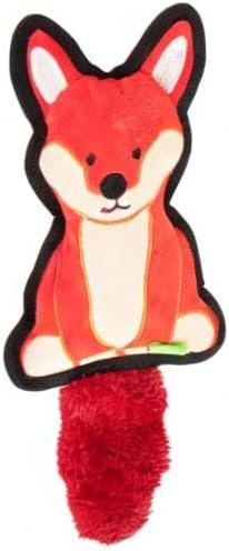 Only Natural Pet Mountain Friends Recycled Plush Dog Toys - Durable Double-Stitched Design with Internal Squeaker, Large Plush Ears & Soft Crinkle Tail - Squeaky Pet Toy | Francis the Fox, 5.5" x 12"