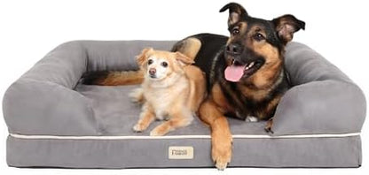 Friends Forever Orthopedic Dog Bed, Memory Foam Pet Sofa, Calming Dog Couch, Water Resistant Pet Bed, Washable Cover, Non-Slip Bottom, Chester, Grey, 50" x 40" x 13"