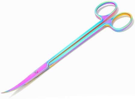 Mandala Crafts Rainbow 10 Inches Curved Aquarium Scissors for Fish Tanks