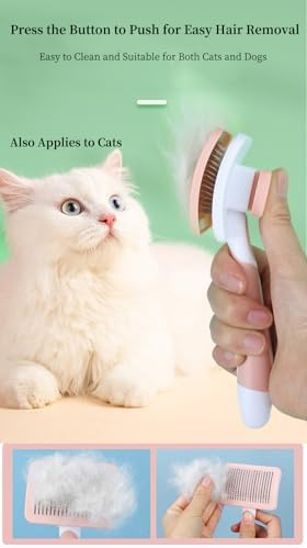 Self Cleaning Slicker Dog Brush for Small Long-Haired Breeds (Green)