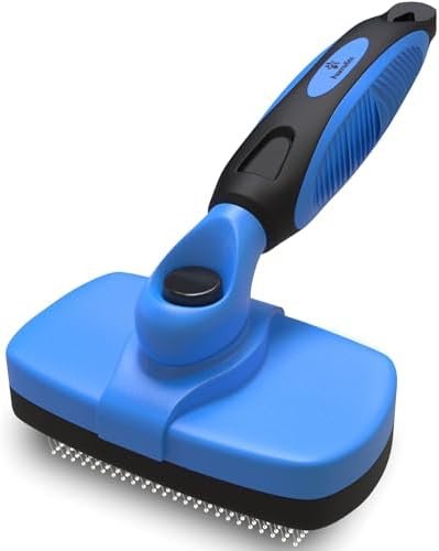 Deshedding Dog Brush for Shedding – Self Clean Cat Brush Deshedding & Grooming Tool for Long Haired and Short Haired Dogs, Slicker Brushes for Dogs, Skin-Friendly, Retractable Bristles, Easy to Clean