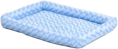 MidWest Homes for Pets QuietTime Fashion XXS Dog Bed – Blue Faux Fur Bolster, Ultra-Soft and Machine Washable, Fits 18-Inch Crates and Carriers, for Small Dogs and Cats (Pack of 2)