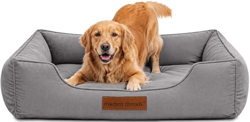 Modern Threads Luxury Dog Bed - Comfortable Tufted Velvet Cushion for Small to Large Dogs - Machine Washable - Durable & Cute Sleep Space for Pets - Pamper Your Pet with Cozy Beds - Charcoal