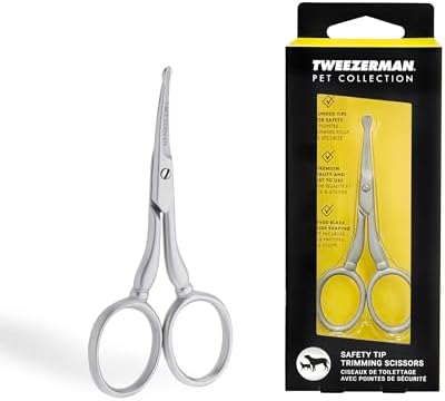 Tweezerman Pet Grooming Scissors-Rounded Tip Trimming Scissor for Dogs/Cats