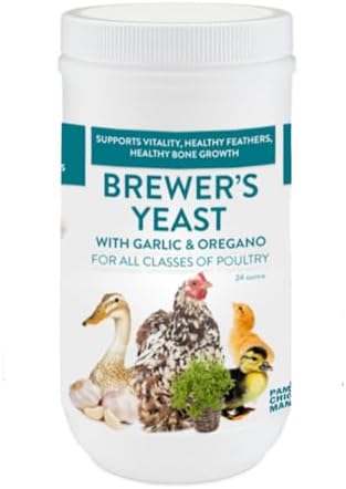 Brewer's Yeast for Ducks & Chickens with Garlic & Dried Oregano (24 Ounce) | Niacin for Ducks, Chicks, and Adult Chickens | Chicken Probiotic & Amino Acids| Pampered Chicken Mama (24 Ounce)