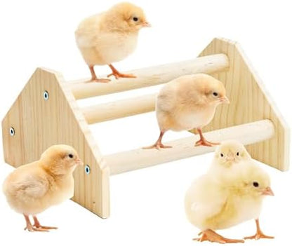 Baby Chicken Perch Strong Pine Wooden Chick Jungle Gym Roosting Bar, New-gen Durable Chicken Perch Toys for Coop and Brooder 7.9 X 6.9 X 4.14’’ Chicken Perch(Can be Used for Baby Turkeys)