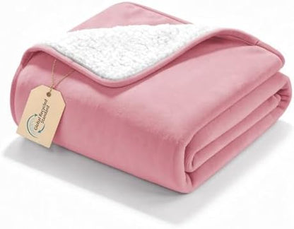 gogobunny Waterproof Bed Blanket, Reversible Sherpa Fleece Throw Blanket for Dog Puppy Cat, Furniture Cover Protects Bed Couch Sofa from Liquid Pee and Pet Fur (Pink, 25x35 inches)