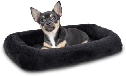 Patas Lague Small Dog Bed Bolster Pet Crate Mat 16''x12'' Black