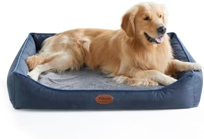Tidore Orthopedic Dog Beds for Medium Dogs, Durable Egg Crate Foam Sofa Dog Bed wit Washable Removable Cover,Waterproof Lining,Pet Bed for Large Dogs (Navy Blue, 39.4" L x 31.5" W x 7.4" Th)