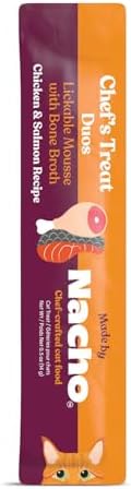Made by Nacho Lickable Cat Treats Mousse Tubes 12 Count with Bone Broth Chicken and Salmon Recipe (.5 oz) No Grains, Corn, Wheat or Soy