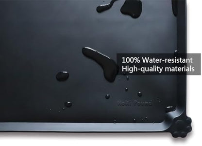 Hoki Found X-Large Silicone Pet Food Mats - Non Slip Dog Cat Bowl Mats - Waterproof - Black
