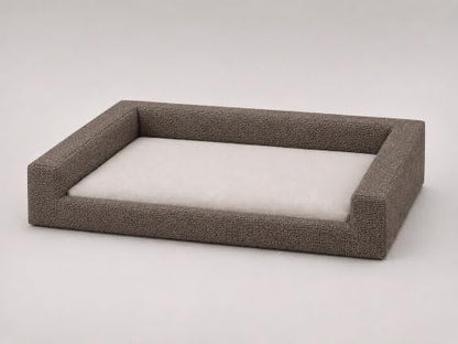 Mini Cloud Bed - Removable and Washable Covers - Upholstered Minimalist Modern Luxury - Toddler Baby Pet Dog Cat Nursery (Waterproof Brown Linen, Small)