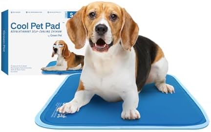 The Green Pet Shop Cool Pet Pad - Small, Blue - Self-Cooling, Pressure Activated Mat for Dogs & Cats from 9-20 lbs - Non-Toxic Gel, No Water Needed