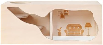 Marchul Magnetic Hamster Hideout Wooden House Chamber for Small Animals Pets Tunnel Exploring Toys for Dwarf Hamsters, Syrian, Gerbils, Hedgehogs, Rats, Mice (Living Room)