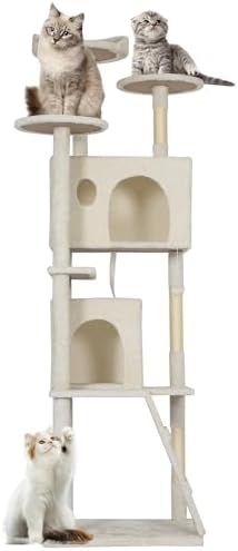 FDW | 81" Cat Tree Tower | Beige | Multi-Level Indoor Activity Center