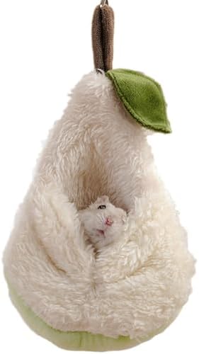 Pear-Shaped Hamster Pouch Bed - Plush Sugar Glider Hideout, Small Pet Habitat Decoration Cozy Cage Accessories for Mice, Gerbil, Golden Bear, Degu
