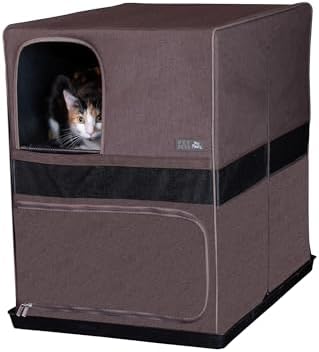Pet Gear Pro Pawty for Cats with littertraX Mat, Put an end to Scattered Litter, Foldable, Easy Clean, Litterbox not Included, Chocolate