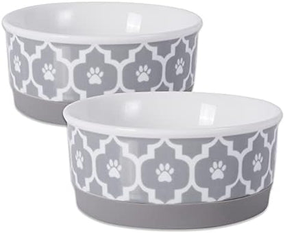Bone Dry Lattice Collection Pet Bowl & Canister, Small Set, 4.25x2", Gray, 2 Count