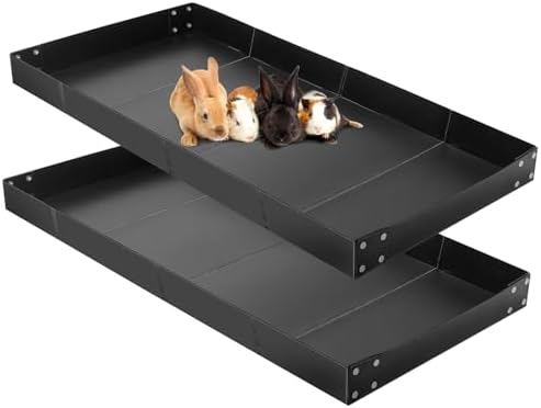Wenqik 2 Pcs Guinea Pig Cage Liner Corrugated Plastic Base, Black