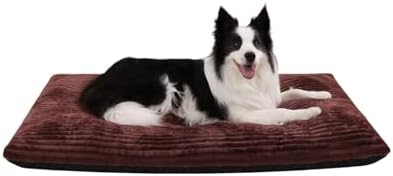 KSIIA Washable Dog Crate Bed Kennel Mat for Large Dogs, 48 x 29 Inch, Brown