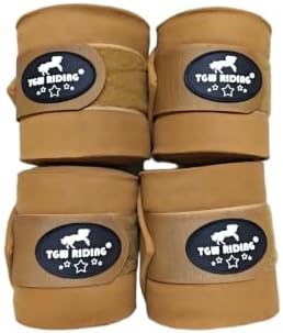 Horse Polo Leg Wraps, Equine Fleece Polo Wraps (Set of 4) - Horse Leg Bandages (Camel)