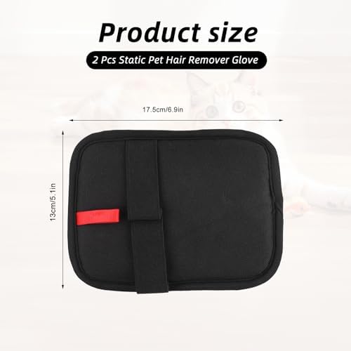 2 Pack Pet Hair Removal Gloves,Reusable Electrostatic Pet Hair Remover for Furniture, Couch, Carpet and Car Seats, Lint Removal Gloves for Dog and Cat Hair, Washable Fabric Cleaning Gloves(Black)