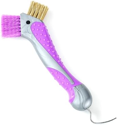 Horse Hoof Pick with Dual Brush,TPR Non-Slip Grip, Farrier Tool Hoof Pick for Horse Hoof Cleaning and Grooming