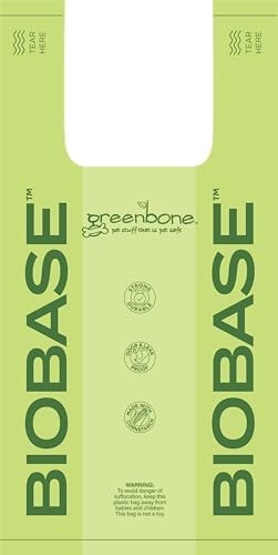 Greenbone Poop Bags for Dogs with Handles Unscented with Bonus Rope Pet Toy, 200 Count on Single Roll, Plant Based