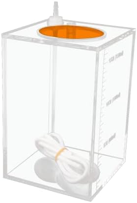 Aquarium Choice Acryli Made Liquid Storage Bucket Dosing Pump Reservoir Container (4.25 * 4.25 * 6.5 Inch;1500ml/1.5L（Orange Version)