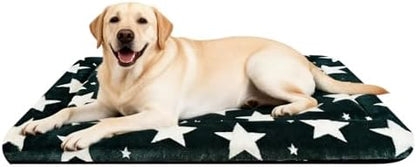Dog Bed Mat – Soft & Comfortable Dog Kennel Pad for Crate – Durable Crate Bed & Mat for Dogs & Cats – Ideal for Crate, Kennel, and Home Use (Big&Little Stars Green, L(35"*23"*1.5"))