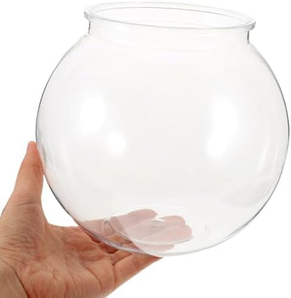 balacoo Transparent Plastic Fish Tank Small Round Aquarium Bowl Household Goldfish Tank for Desktop Home Office and Plant Display 7.08 X 7.08 X 6.29 in Easy to Clean