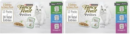 Fancy Feast Purina Gourmet Wet Cat Food Variety Pack,Petites Gravy Collection,Break-Apart tubs,48 Servings - 2.8 oz. Tubs,(Pack of 24)
