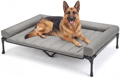 Veehoo Outdoor Elevated Dog Bed with Waterproof Bolster Cushion, Cooling