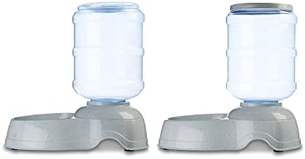 Amazon Basics Large Capacity Automatic Pet Water Dispenser and Gravity Feeder Set, Easy to Clean, 456.6fl.oz Food, 382.1fl.oz Water, Pack of 2